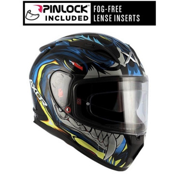 AXOR STREET OKAMI BLUE SUNVISOR PINLOCK INCLUDED MC HELMET