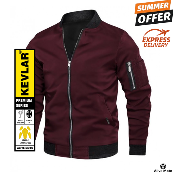KEVLAR MAROON BOMBER TEXTILE JACKET