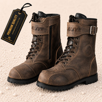 Vintage brown motorcycle touring boots (CE 13634:2017)