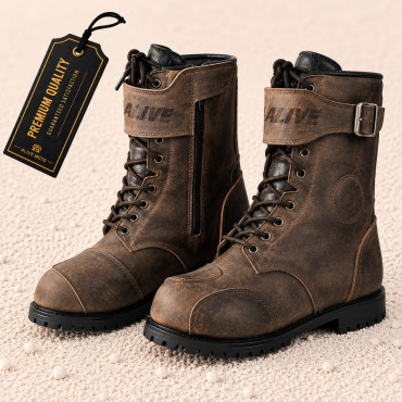 Vintage brown motorcycle touring boots (CE 13634:2017)