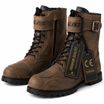 Vintage brown motorcycle touring boots (CE 13634:2017)