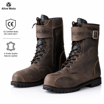 Vintage brown motorcycle touring boots (CE 13634:2017)