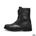 Vintage black distressed heritage motorcycle touring boots