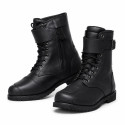 Vintage black distressed heritage motorcycle touring boots