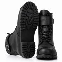 Vintage black distressed heritage motorcycle touring boots