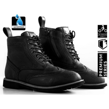 Black Textured (WP) waterproof Motorcycle Boots