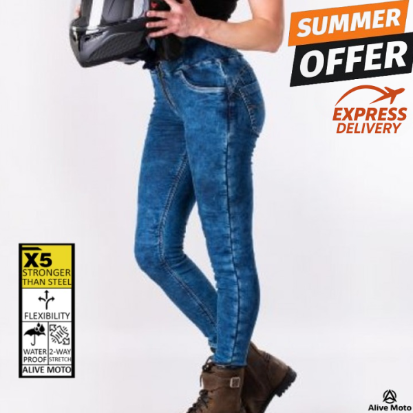 Lady Denim motorcycle Dirty Blue legging