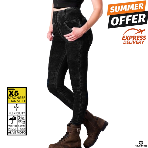 Lady Denim motorcycle Leggings Dark Grey