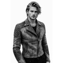 Black Smoke Men's washed Motorcycle Denim Jacket