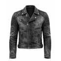 Black Smoke Men's washed Motorcycle Denim Jacket