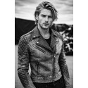Black Smoke Men's washed Motorcycle Denim Jacket