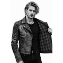 Black Smoke Men's washed Motorcycle Denim Jacket
