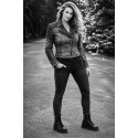 Black Smoke lady washed Motorcycle Denim Jacket