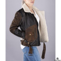 Lady Aviator vintage shearling Leather Jacket