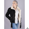 LADY AVIATOR BLACK NUBUCK SHEARLING JACKET