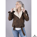 LADY AVIATOR BROWN NUBUCK SHEARLING JACKET