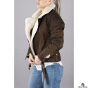 LADY AVIATOR BROWN NUBUCK SHEARLING JACKET