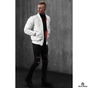 BOMBER WHITE LEATHER JACKET