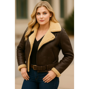 Women's Classic Moto Bomber Leather Jacket