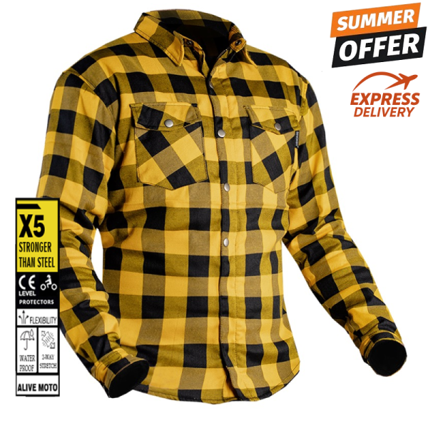 Premium Yellow Casual Flannel CE 17092:2020  mc Kevlar shirt