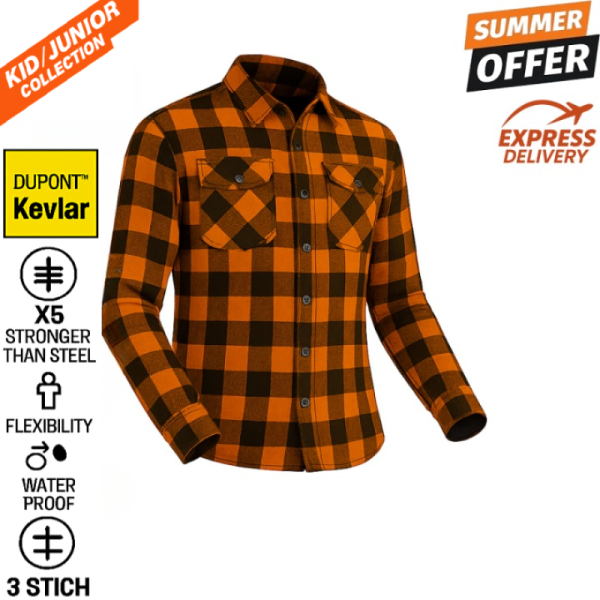 Kid Flannel zipper Retro HD CE level 2 protector MC shirt