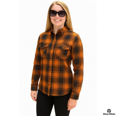 Lady Motorcycle Premium Casual Flannel Orange shirt (CE 17092) Lady Motorcycle Premium Casual Flannel Orange shirt (CE 17092)