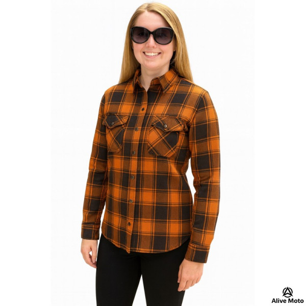 Lady Motorcycle Premium Casual Flannel Orange shirt (CE 17092)