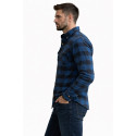 Premium Casual Flannel Moto shirt Blue/Black 