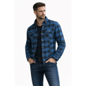 Premium Casual Flannel Moto shirt Blue/Black 