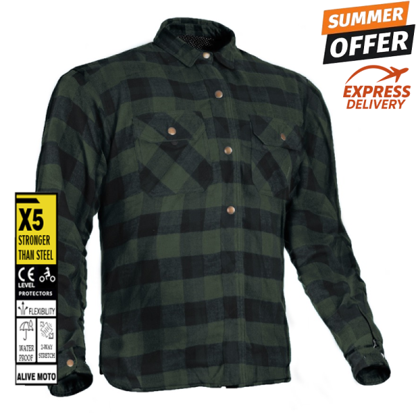 Premium Flannel ArmyGreen/Black MC Kevlar Shirt