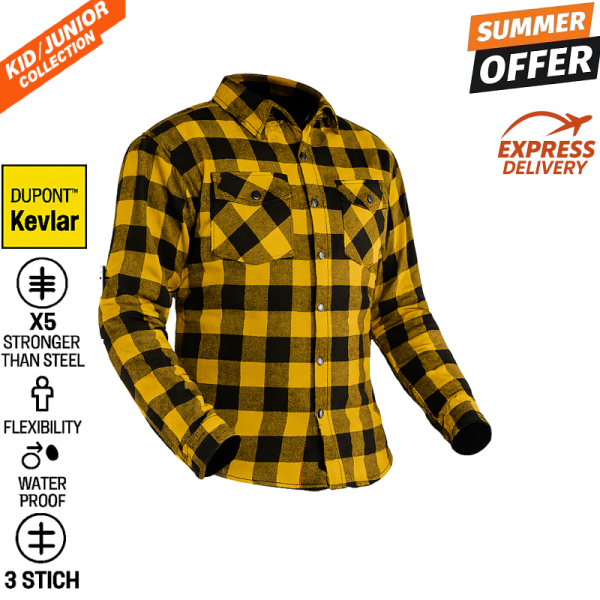 Kid / Junior Yellow Casual Flannel CE 17092:2020 mc Kevlar shirt Kid / Junior Yellow Casual Flannel CE 17092:2020 mc Kevlar shirt