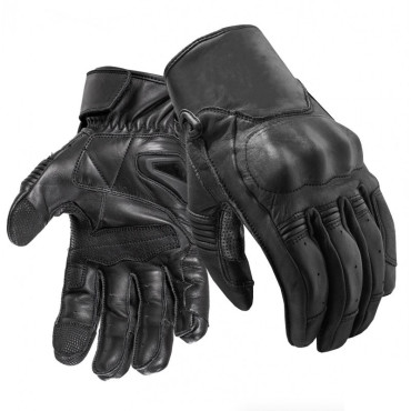 Rebel vintage black summer motorcycle  leather gloves