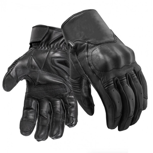 Rebel vintage black summer motorcycle  leather gloves