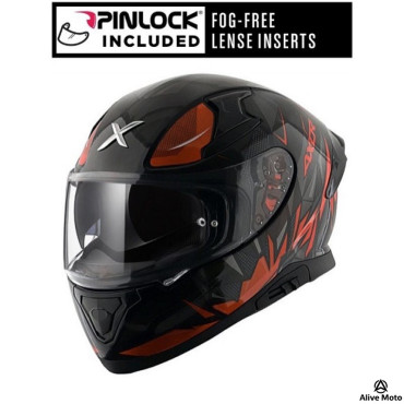 AXOR APEX HUNTER BLACK ORANGE SUN VISOR MC HELMET