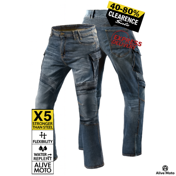 CARGO DIRTYBLUE GT-RIDER WATER REPELANT CE 17092 A MOTORCYCLE JEANS