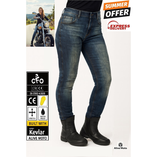 Lady Commander Dirty Blue motorcycle jean (CE 17092)