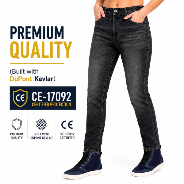 Lady Cruiser Dark Night Waterproof Motorcycle Riding Jeans | CE EN 17092-4:2020 Class A
