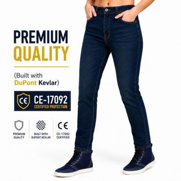 Lady Cruiser Dark Blue Water-Repellent Motorcycle Riding Jeans | CE EN 17092-4:2020 Class A Lady Cruiser Dark Blue Water-Repellent Motorcycle Riding Jeans | CE EN 17092-4:2020 Class A