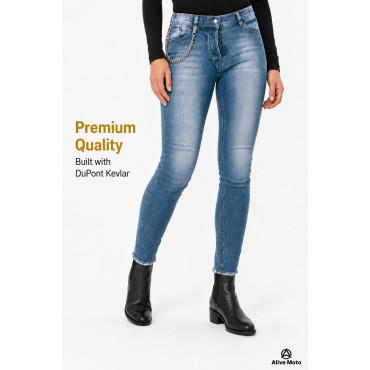 Lady Cruiser Retro Blue motorcycle denim jeans (CE 17092)