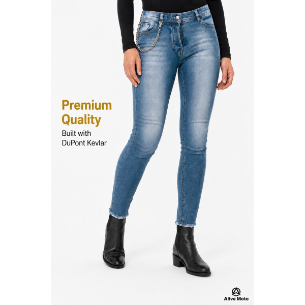 Lady Cruiser Retro Blue motorcycle denim jeans (CE 17092)