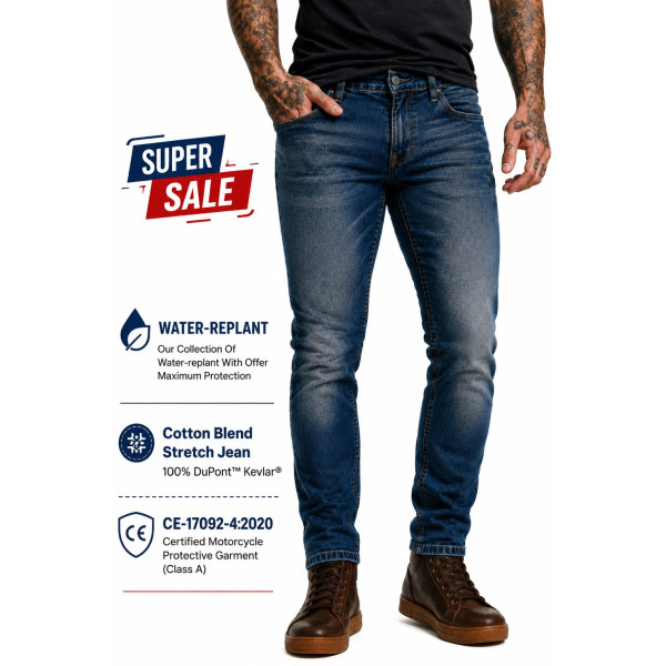 Cruiser Dirty Blue Motorcycle Riding Jeans (CE EN 17092)