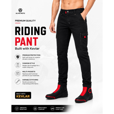 Cruiser Worker Jet black motorcycle Kevlar pants