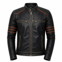Windfree Custom Rub-Off Black Leather Motorcycle Jacket