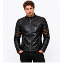 Windfree Custom Rub-Off Black Leather Motorcycle Jacket