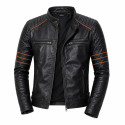Windfree Custom Rub-Off Black Leather Motorcycle Jacket