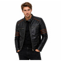 Windfree Custom Rub-Off Black Leather Motorcycle Jacket