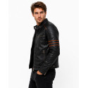 Windfree Custom Rub-Off Black Leather Motorcycle Jacket