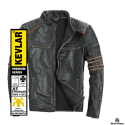 Windfree Custom Rub-Off Black Leather Motorcycle Jacket