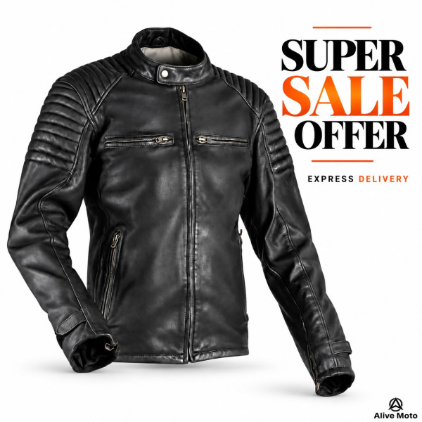 Bandit 92X Black Goat Nappa Premium Motorcycle Leather Jacket | Alive Moto