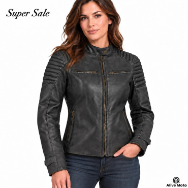 Lady Bandit 92X Distressed Black Goat Nappa Leather Jacket – CE Premium Motorcycle Biker Jacket | Alive Moto Lady Bandit 92X Distressed Black Goat Nappa Leather Jacket – CE Premium Motorcycle Biker Jacket | Alive Moto